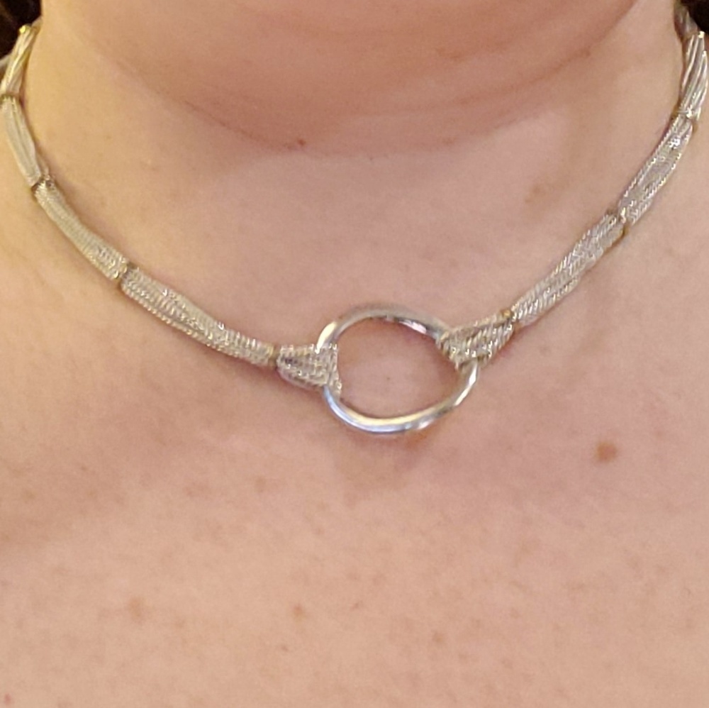 Multi strand silver necklace